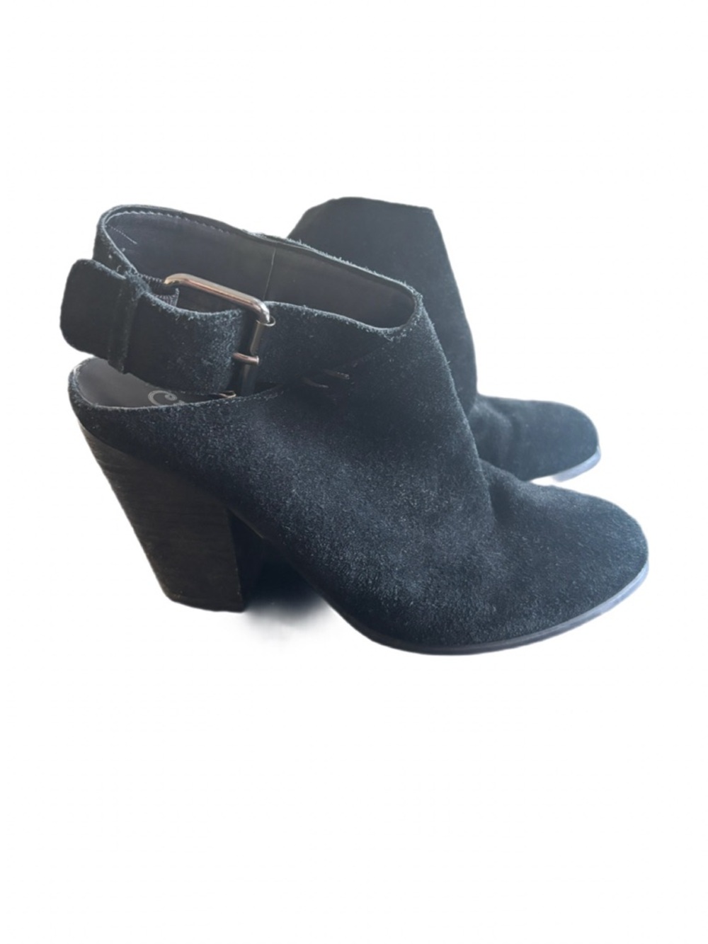 Carlos by Carlos Santana Hawthorn Black Suede Open Back Booties - Size 7.5